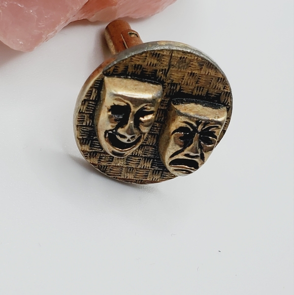 Vintage men's Mardi Gras mask face cuff links gold 3d - Picture 4 of 6